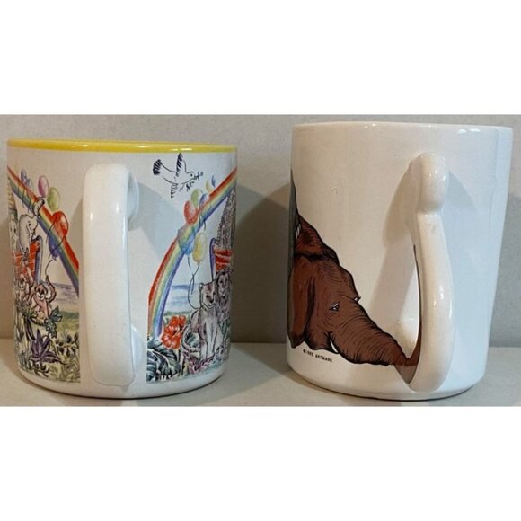 Vintage 1997 Flowers Inc Balloons Noah's Ark & 1989 ARTMARK Elephant Coffee Mugs - Picture 2 of 6